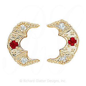 GS345-2 G/D - 14 Karat Gold Slide with Garnet center and Diamond accents 